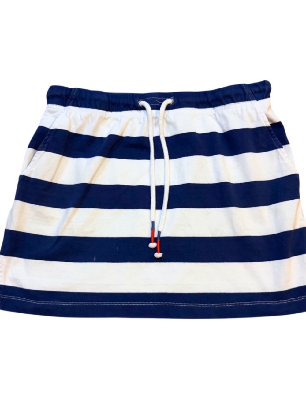 Vineyard Vines Navy and White Striped Cotton Drawstring Skirt
